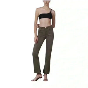 Zara Women’s size 10 mocha brown high rise split hem jean.VGUC